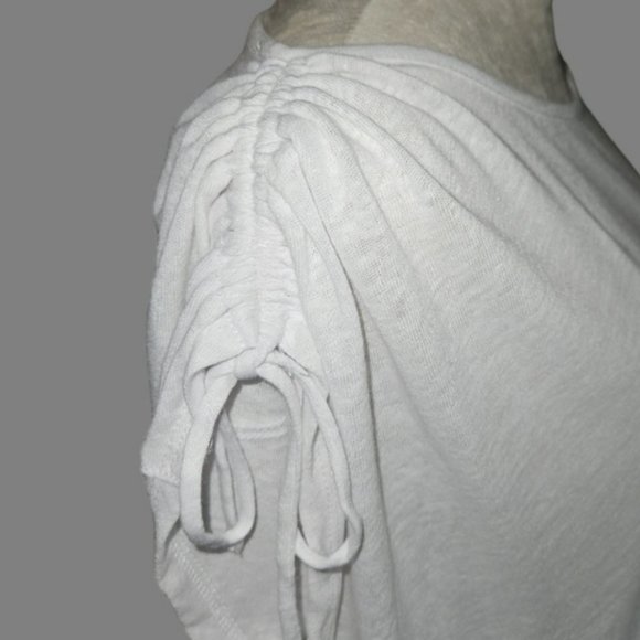 NWOT Joie Ruched Drawstring Shoulder Linen Blend T-shirt Top XL - Picture 2 of 5